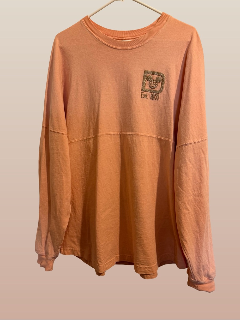Disney Parks Collection by Spirit Jersey Peach Long Sleeve Crewneck Tee - Sz. Lg